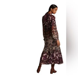 Anthropologie Long Sleeve Wrap MIDI Butterfly Dress Size Medium OP1535519